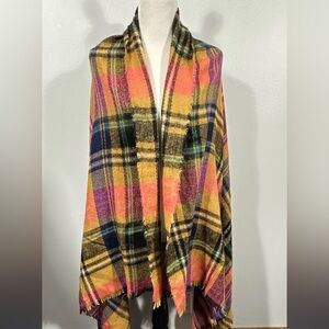 Colorful plaid wrap blanket shawl 76”x42”